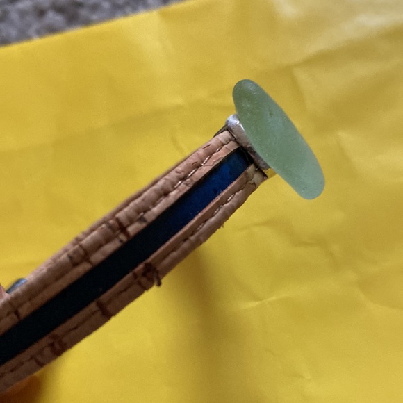 Handmade Cork Bracelet With Sea-Glass and Magnetic Fasten - Picture 5 of 5